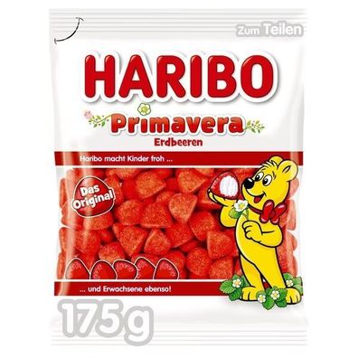 Haribo Primavera Erdbeeren gezuckerte Schaumzucker Stücke 10x175 g Bt.