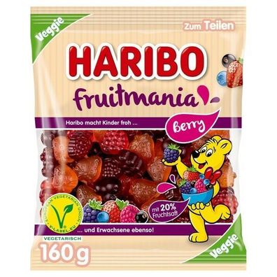 Haribo Fruitmania Berry mit Fruchtsaft und Beeren Veggie 20x160 g Bt