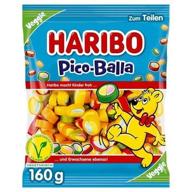 Haribo Pico Balla Fruchtgummi Stücke mit Konfektfüllung Veggie 22x160 g Bt.