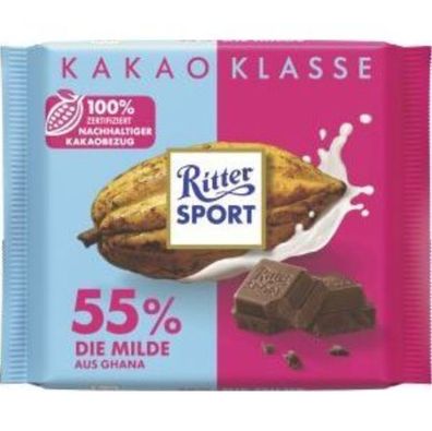 Ritter Sport Kakao Klasse die Milde Ghana dunkle Milchschokolade 12x100g