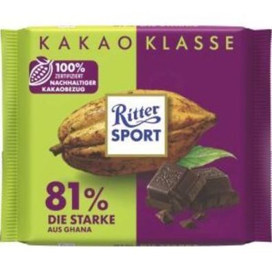Ritter Sport Die Starke 81 % aus Ghana Schokolade 12x 100 g (Gr. Standardgröße)