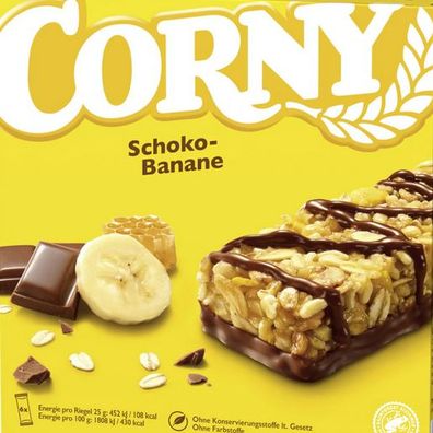 Corny Schoko Banane Müsliriegel mit Bananen und Milchschokolade 10x150g