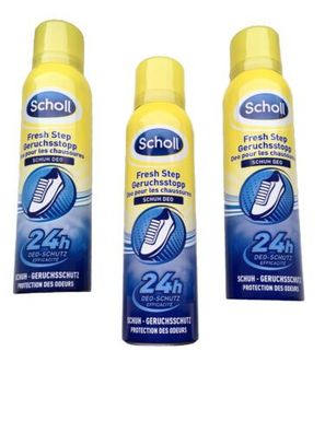 Scholl Schuh Deo Spray Fresh Step Geruchsstopp 24h Deo-Schutz 150ml 3er Pack