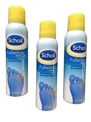 Scholl Fußschutz Spray 2in1 Stoppt Fußgeruch Hält die Füße Trocken 150ml 3er