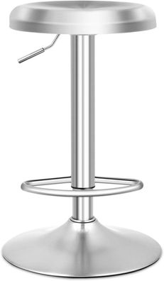 Barhocker höhenverstellbar 360° drehbar, Barstuhl mit Fußstütze, Tresenhocker Silber