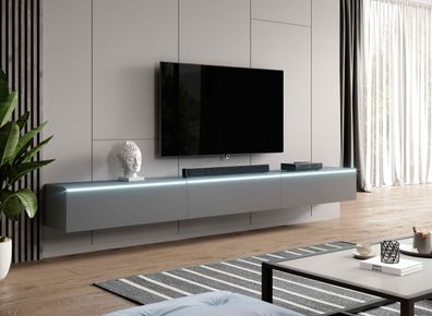 Furnix TV-Kommode BARGO 300 cm (3x100cm) TV-Schrank mit LED-Beleuchtung Anthrazit