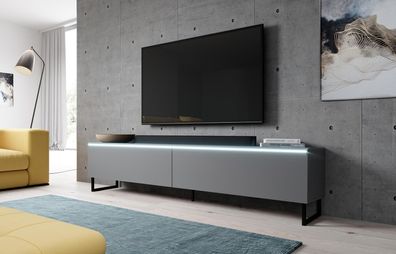 FURNIX Lowboard BARGO 180 TV-Schrank mit Metallfüße OHNE LED Anthrazit-Anthrazit
