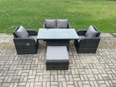 Fimous Polyrattan Gartenmöbel im Freien Set mit Liebe Sofa Stuhl Großer Fußhocker