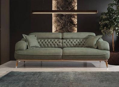 Sofa 3 Sitzer Grau Luxus Textil Wohnzimmer Design Italienischer Stil