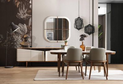 Braun-Weiße Esszimmer Möbel Designer Esszimmergarnitur Luxus 9tlg Set