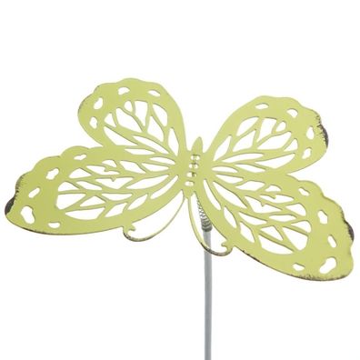 Scheulen Blumenstecker Farfalle Schmetterling Zitronengelb 10 cm x 26 cm - Metall