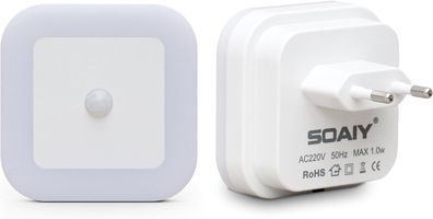 SOAIY 2er-Set LED Nachtlicht mit Bewegungsmelder energiesparend Steckdosenlicht
