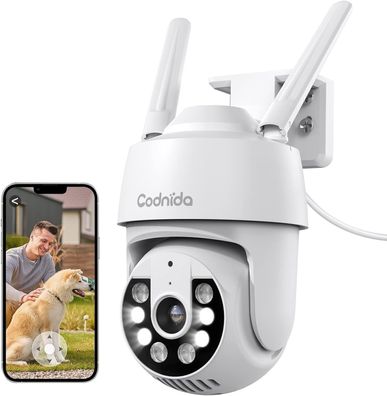 Codnida 2K Überwachungskamera Aussen WLAN Kamera Überwachung Aussen 360° Ansicht