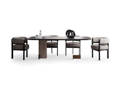 Braune Esszimmergarnitur Luxuriöser Esstisch mit 6x Stühlen 7tlg Set
