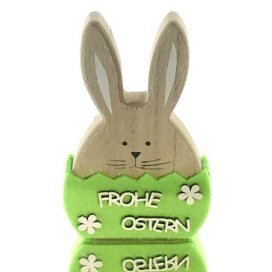 Scheulen Hase Frohe Ostern Grün 12 cm - Holz & Filz
