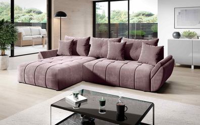 FURNIX Ecksofa Amarra Schlaffunktion Bettkasten Kissen Couch L-Form modern MH62