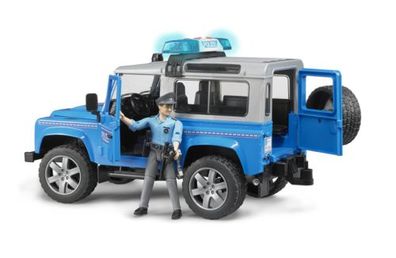 Bruder Land Rover Defender Polizeiauto Figur Jeep Streifenwagen Light&Sound