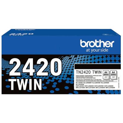 Brother 2x TN-2420 Toner schwarz 3000 Seiten, DCP-L2530dw MFC-2710 (Twin Pack)