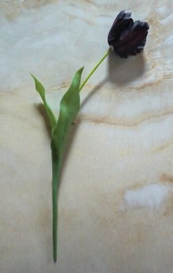 Tulpe langstielig, dunkel-lila, französische Tulpe, künstl. Blume natural touch