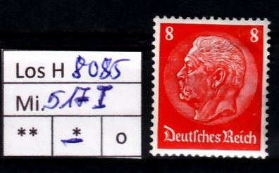 Los H8085: Deutsches Reich Mi. 517 I *