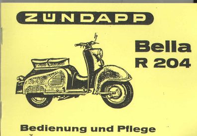 Bedienung & Pflege Zündapp Bella R 204, Motorroller, Zweirad, Oldtimer, Klassiker