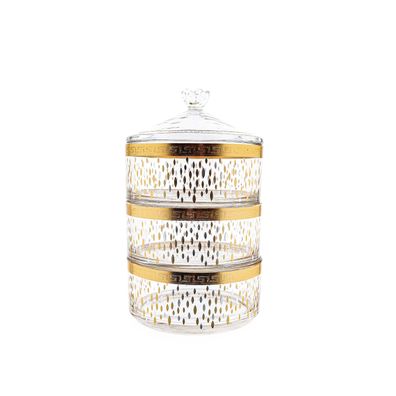 Almina 4 Teiliger Bonboniere-Set aus Glas mit goldenen und silbernen Details