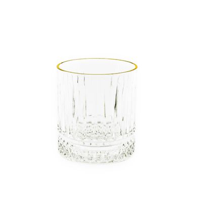 Almina Elisa 6 Tlg. Trinkgläser-Set Wasserglas mit Goldumrandung und Riffle Design...