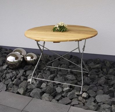 Klapptisch Holztisch Gartentisch Tisch, rund, Gestell verzinkt 100cm