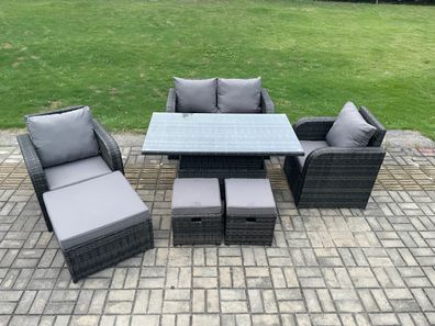 Fimous Wicker Polyrattan Möbel Garten Dining Set Höhenverstellbarer aufsteigender Tis