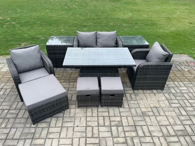 Fimous Rattan Möbel im Freien Patio Höhe Einstellbare Steigende Hubtisch Liebe Sofa