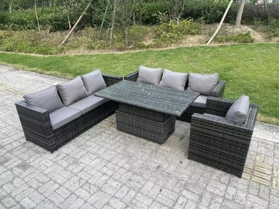 Fimous Wicker PE Gartenmöbel Rattan Sofa Set im Freien mit Sessel 7 Sitzer