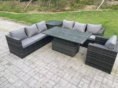 Fimous 7 Sitzer Wicker PE Gartenmöbel Rattan Sofa Set im Freien