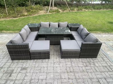 Fimous Wicker Polyrattan Gartenmöbel Sofa Set Outdoor Einstellbare Steigende Esstisch