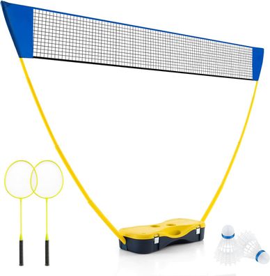 Badminton Netzständer, tragbares Federballspiel mit Schlägern, 2 Federbällen, Netz