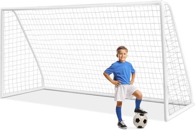365 x 182 cm Fußballtor, Fussballtore für Garten Kinder, Fußballtor mit 6 Erdspießen