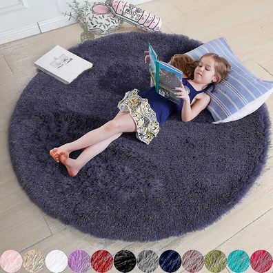 Fluffy Round Rug Shaggy Carpets For Kids Room Bedroom Living Room Home Decor Long Plu