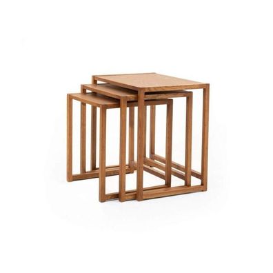 Braunes Holztisch-Set 3-er Quadratische Wohnzimmer Couchtische 3tlg Set