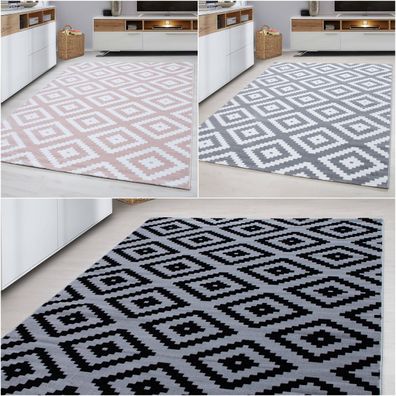 Wunderschöne Designer Teppich Modern Wohnzimmer Raute Design Karo Muster Öko Tex