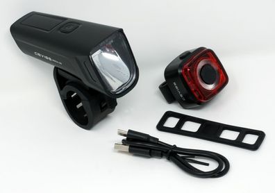 Premium Beleuchtung Fahrrad LED Scheinwerfer 100 Lux und Rücklicht Akku Lampe USB
