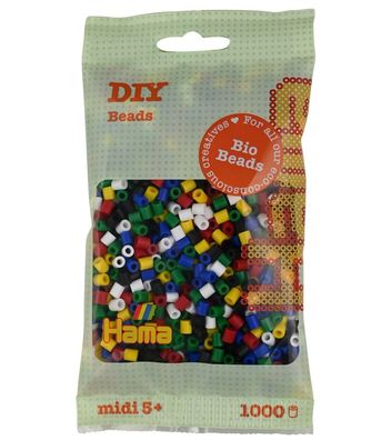 Hama Bio Beutel mit 1000 Midi-Bügelperlen Mix 198 - 6 Farben