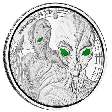 Ghana Alien Proof Color Silbermünze 1 oz 2023 Scottsdale Mint
