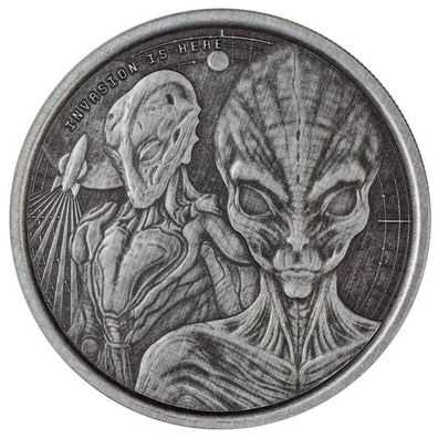 Ghana Alien Antik Finish Silbermünze 1 oz 2023 Scottsdale Mint