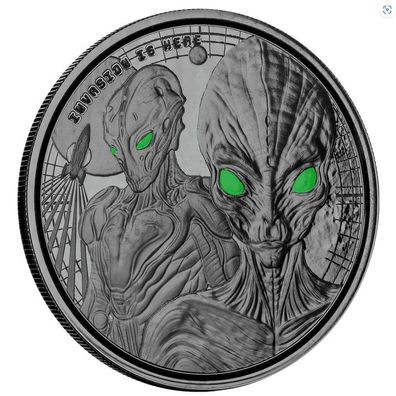 Ghana Alien Proof Black Rhodium Silbermünze 1 oz 2023 Scottsdale Mint
