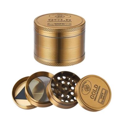 Gold Grinder 50mm, 4-teilig Deko Goldbarren - Tabakmühle Gewürzmühle Zerkleinern