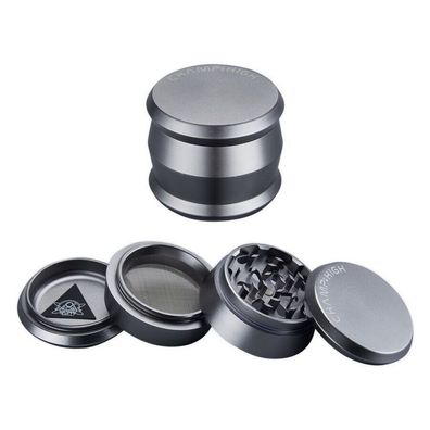 Aluminium Grinder 60mm Silber Crusher Gewürzmühle Tabakmühle CNC Gefraest Luxury