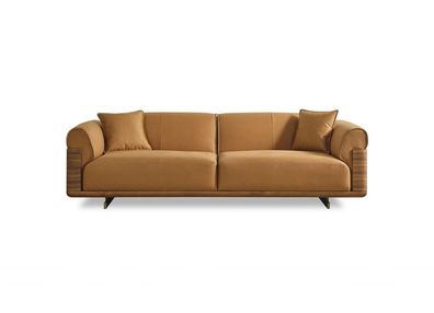 Sofa Dreisitzer 3 Sitzer Polstersofa Braun Stoff Polyester Couch Modern