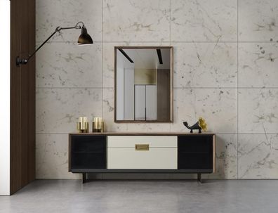 Anrichte Sideboard mit Spiegel Kommode Holz Mehrfarbig Esszimmer Set