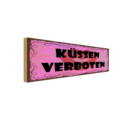 vianmo Holzschild 27x10 cm Hinweis Küssen verboten Kuss