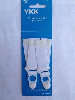 YKK Strumpfhalter "V", Velour, 20 mm breit, weiß, 2 Stück Packg. € 1,85/ St.