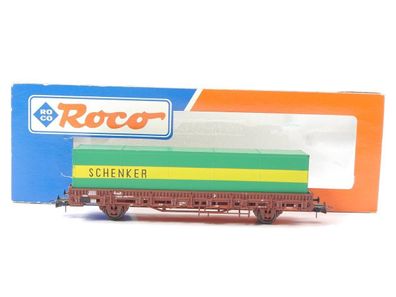 Roco H0 46306 Güterwagen Niederbordwagen Rungenwagen mit Schenker Container DB
